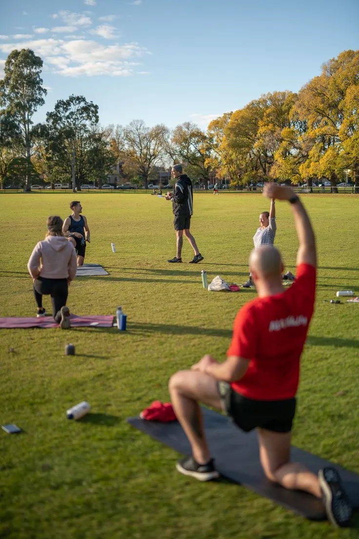 Solo bodyweight drill in open park space